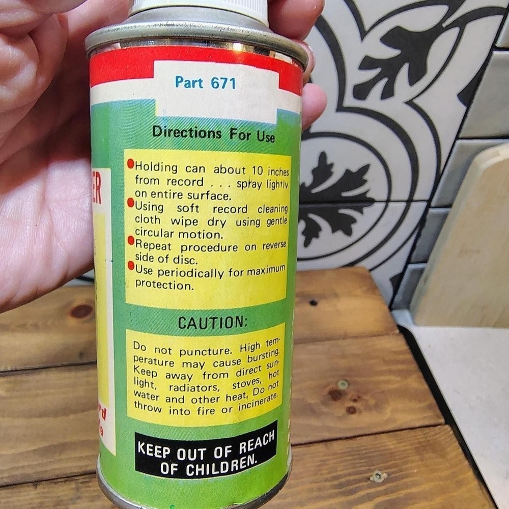 Vintage Rawn Chemicals Anti-Static Record Cleaner 6oz Spray Can Part 671 Retro - Picture 4 of 8